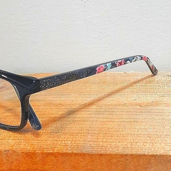 NEW Sassy Black Eyeglass Frame floral temples, RX'ABLE, women glasses 54 16 140 - Picture 3 of 5